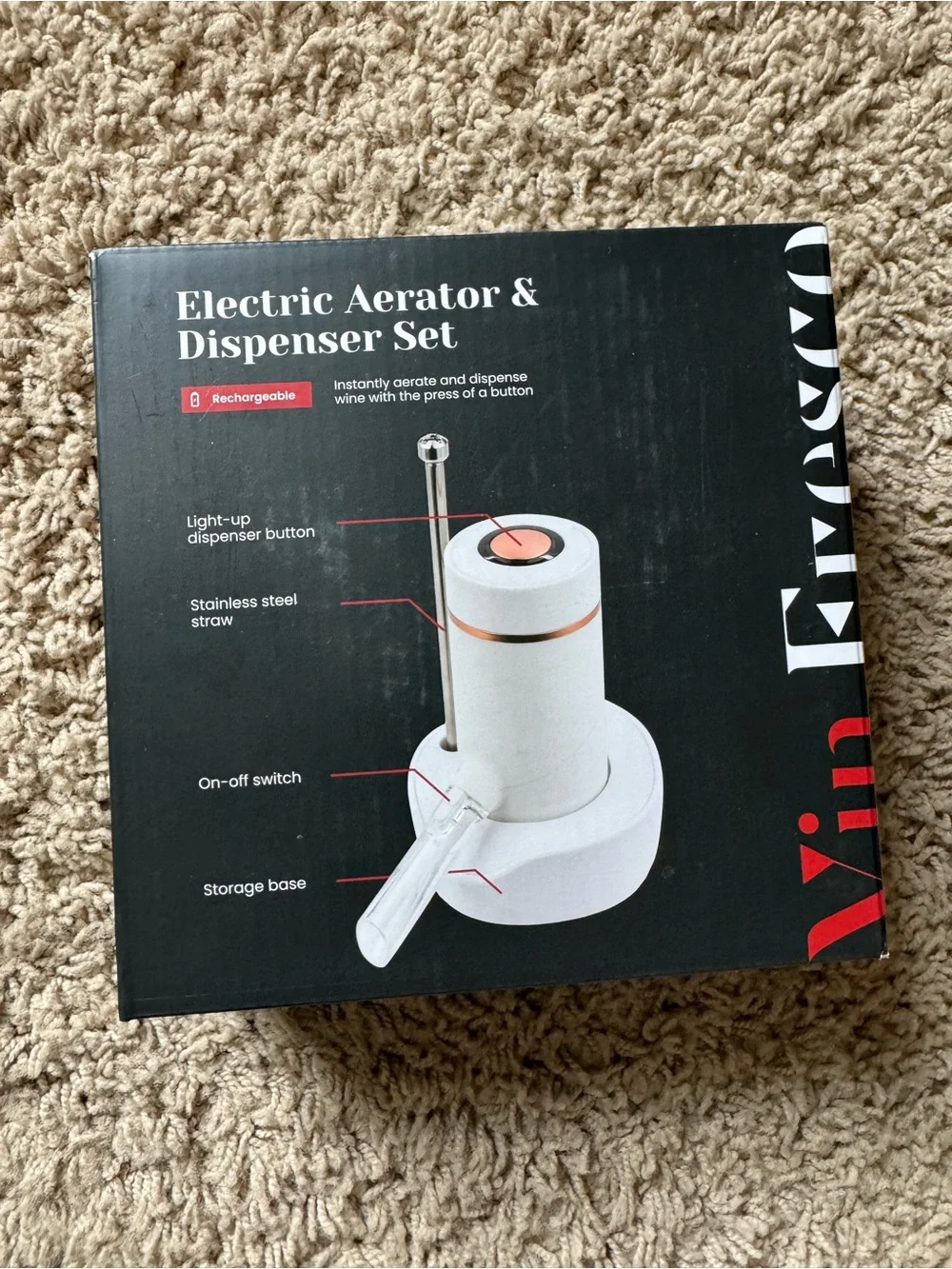 Rechargeable Electric Aerator & Dispenser - White